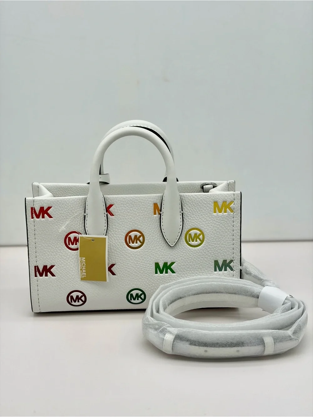Michael Kors Mirella Small Rainbow Logo Embossed Convertible Crossbody Bag